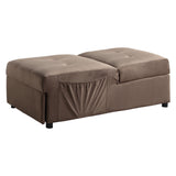 Garrell Brown Velvet Lift Top Storage Bench with Pull-out Bed from Homelegance - Luna Furniture