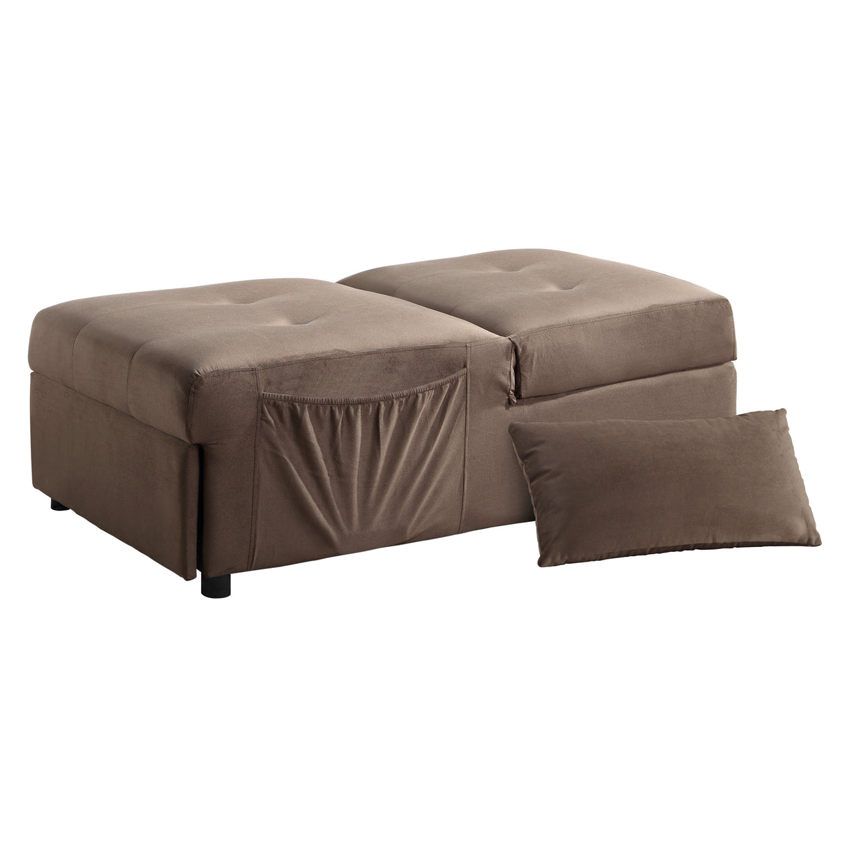 Garrell Brown Velvet Lift Top Storage Bench with Pull-out Bed from Homelegance - Luna Furniture