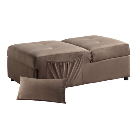 Garrell Brown Velvet Lift Top Storage Bench with Pull-out Bed from Homelegance - Luna Furniture