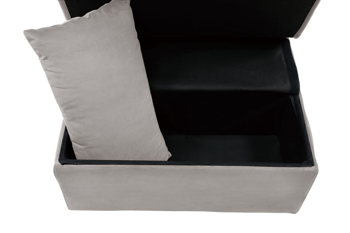 Garrell Brownish Gray Velvet Lift Top Storage Bench with Pull-out Bed from Homelegance - Luna Furniture