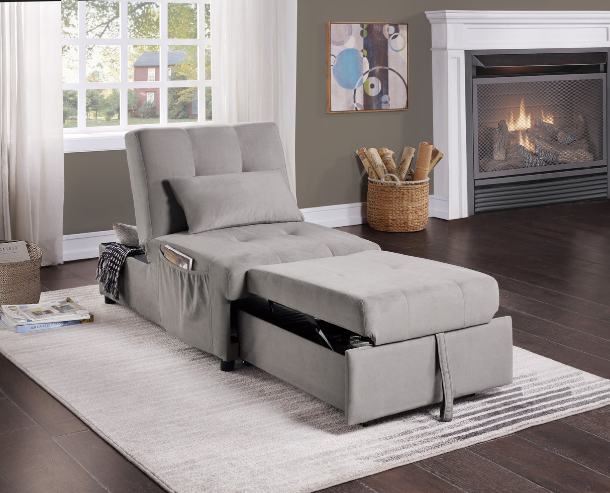 Garrell Brownish Gray Velvet Lift Top Storage Bench with Pull-out Bed from Homelegance - Luna Furniture