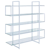 Elmer Clear and Chrome 5-Shelf Bookcase from Coaster - Luna Furniture