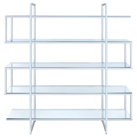 Elmer Clear and Chrome 5-Shelf Bookcase from Coaster - Luna Furniture