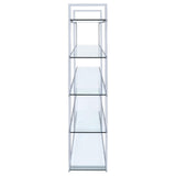 Elmer Clear and Chrome 5-Shelf Bookcase from Coaster - Luna Furniture