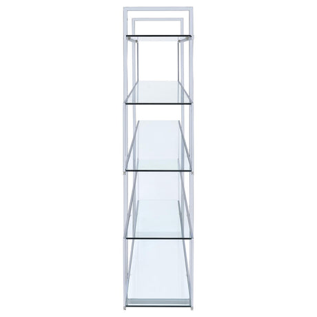 Elmer Clear and Chrome 5-Shelf Bookcase from Coaster - Luna Furniture