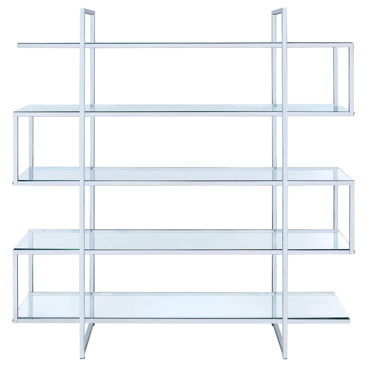 5-shelf Bookcase Chrome and Clear - 801304 - Luna Furniture