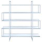 Elmer Clear and Chrome 5-Shelf Bookcase from Coaster - Luna Furniture