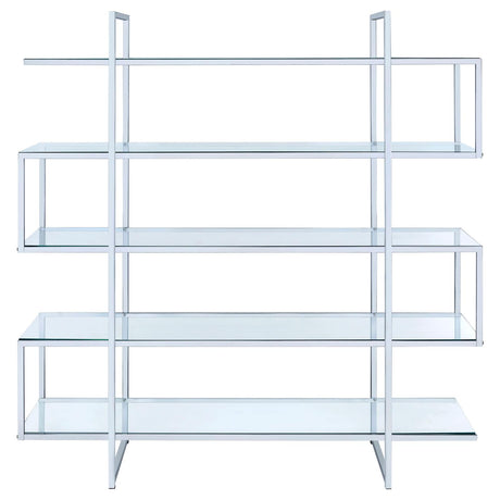 Elmer Clear and Chrome 5-Shelf Bookcase from Coaster - Luna Furniture