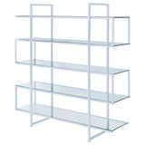 Elmer Clear and Chrome 5-Shelf Bookcase from Coaster - Luna Furniture