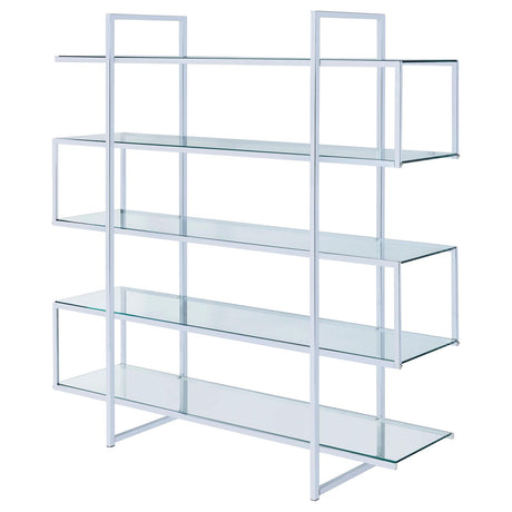Elmer Clear and Chrome 5-Shelf Bookcase from Coaster - Luna Furniture
