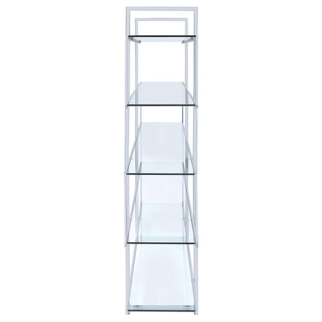 Elmer Clear and Chrome 5-Shelf Bookcase from Coaster - Luna Furniture