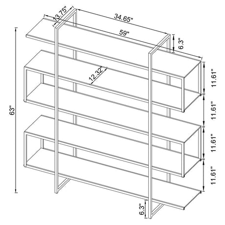 Elmer Clear and Chrome 5-Shelf Bookcase from Coaster - Luna Furniture