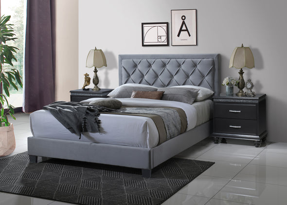 Danzy Gray King Upholstered Panel Bed