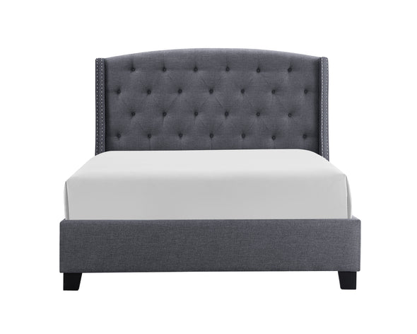 Eva Gray Queen Upholstered Bed - Luna Furniture