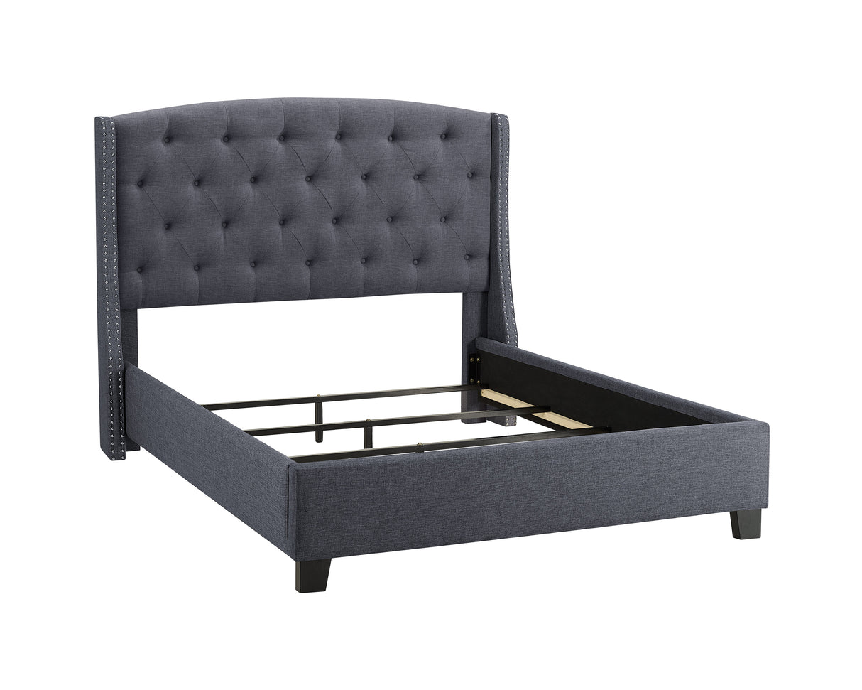 Eva Gray Queen Upholstered Bed from Crown Mark - Luna Furniture