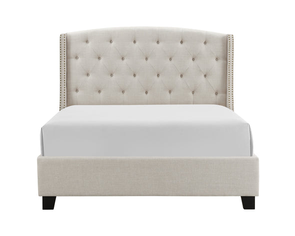 Eva Ivory King Upholstered Bed - Luna Furniture
