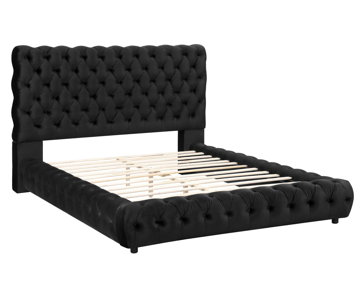 Flory Black Queen Upholstered Platform Bed