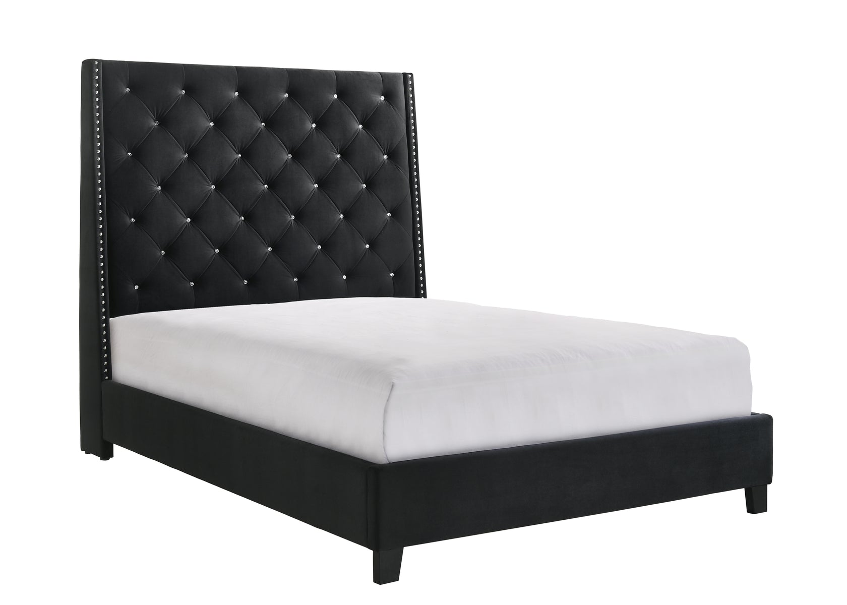 Chantilly Black Velvet King Upholstered Bed from Crown Mark - Luna Furniture