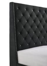 Chantilly Black Velvet Queen Upholstered Bed from Crown Mark - Luna Furniture
