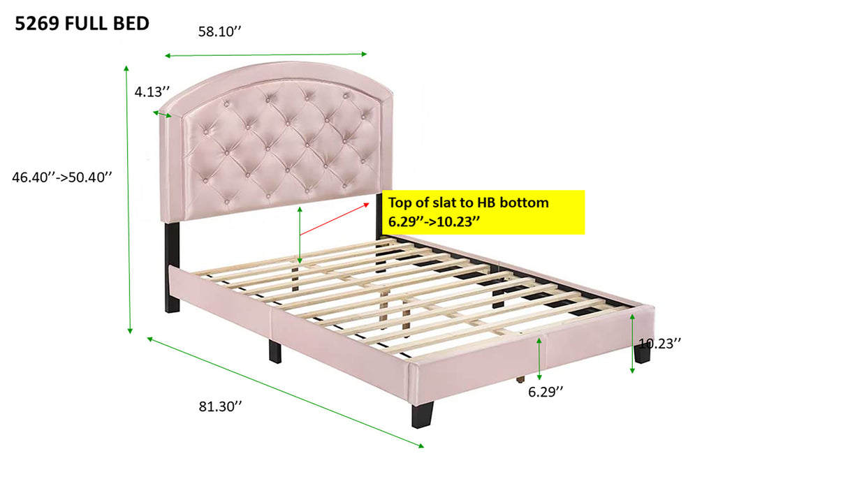 Gaby Silver Full Upholstered Platform Bed from Crown Mark - Luna Furniture