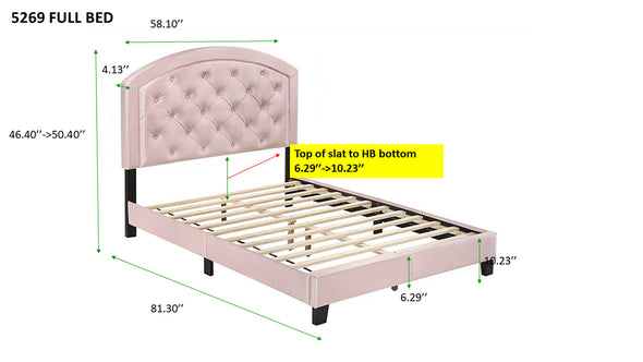 Gaby Silver Full Upholstered Platform Bed