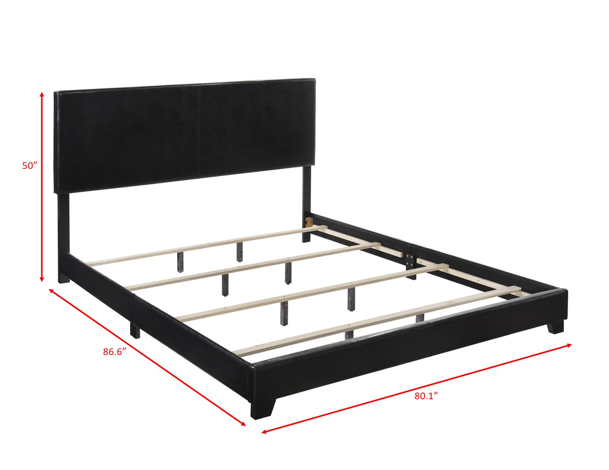 Erin Black PU Leather King Upholstered Bed from Crown Mark - Luna Furniture