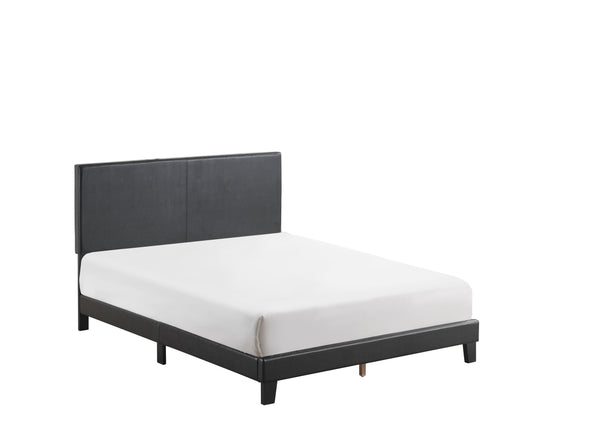 Yates Black PU Leather Queen Upholstered Platform Bed