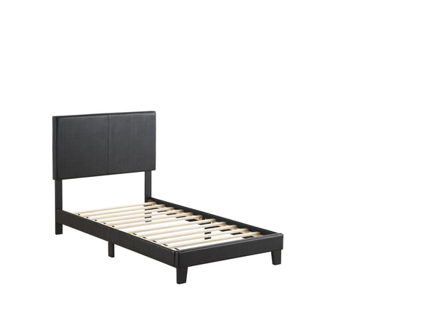 Yates Black PU Leather Twin Upholstered Platform Bed
