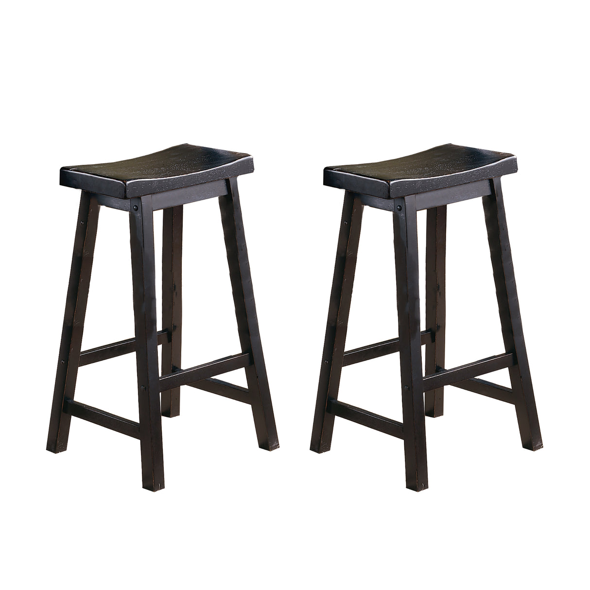 Saddleback Black Pub Height Stool, RTA, Set of 2 from Homelegance - Luna Furniture