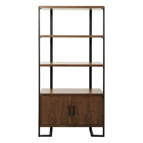 Sedley Walnut/Rustic Black Bookcase from Homelegance - Luna Furniture