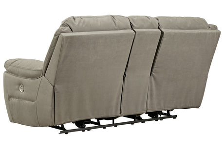 Next-Gen Gaucho Putty Power Reclining Loveseat with Console from Ashley - Luna Furniture
