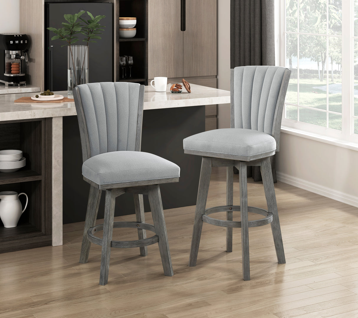 5507-29GYS Swivel Pub Height Chair, Set of 2 from Homelegance - Luna Furniture
