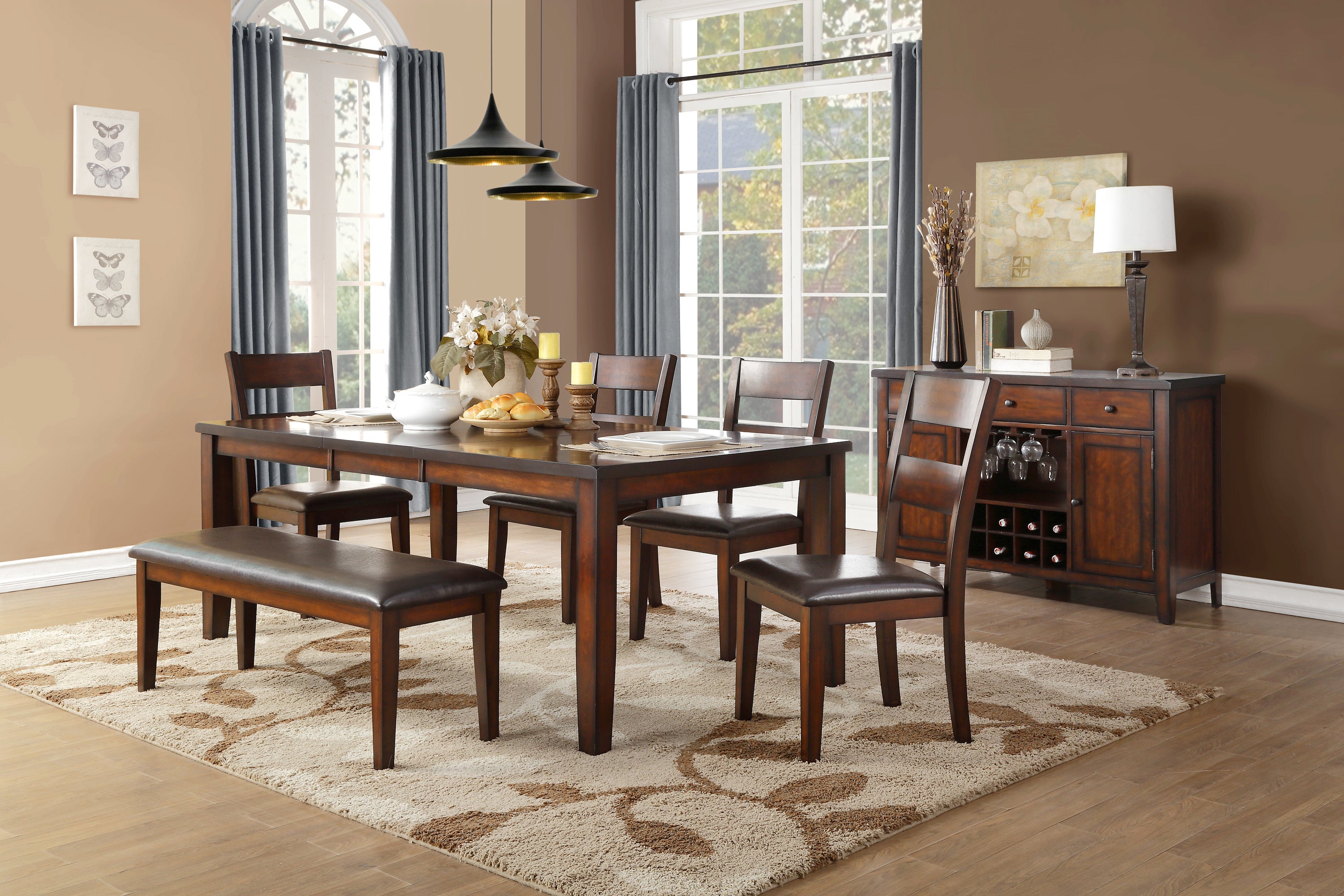 Mantello Cherry Extendable Dining Set from Homelegance - Luna Furniture
