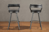 5566-29BK Swivel Pub Height  Chair, Black, Set of 2 - Luna Furniture