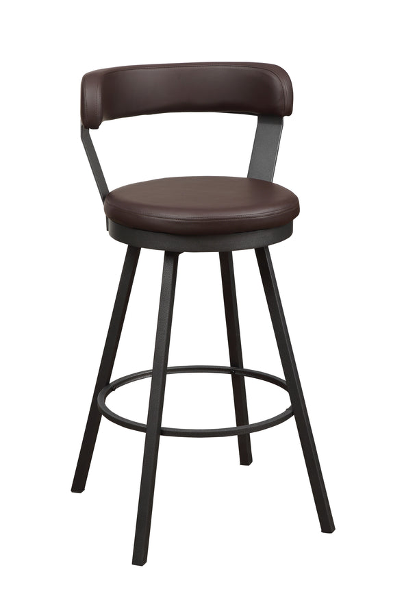 5566-29BR Swivel Pub Height Chair, Brown, Set of 2 - Luna Furniture