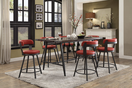 Appert Red/Dark Gray Swivel Counter Chair, Set of 2 - Homelegance - Luna Furniture