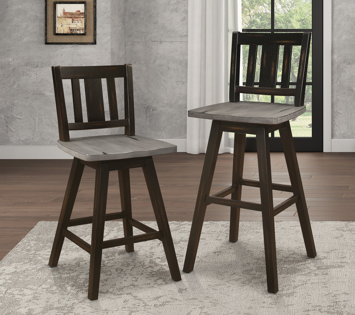 Amsonia Black Swivel Pub Counter Height Chairs, Set of 2 from Homelegance - Luna Furniture