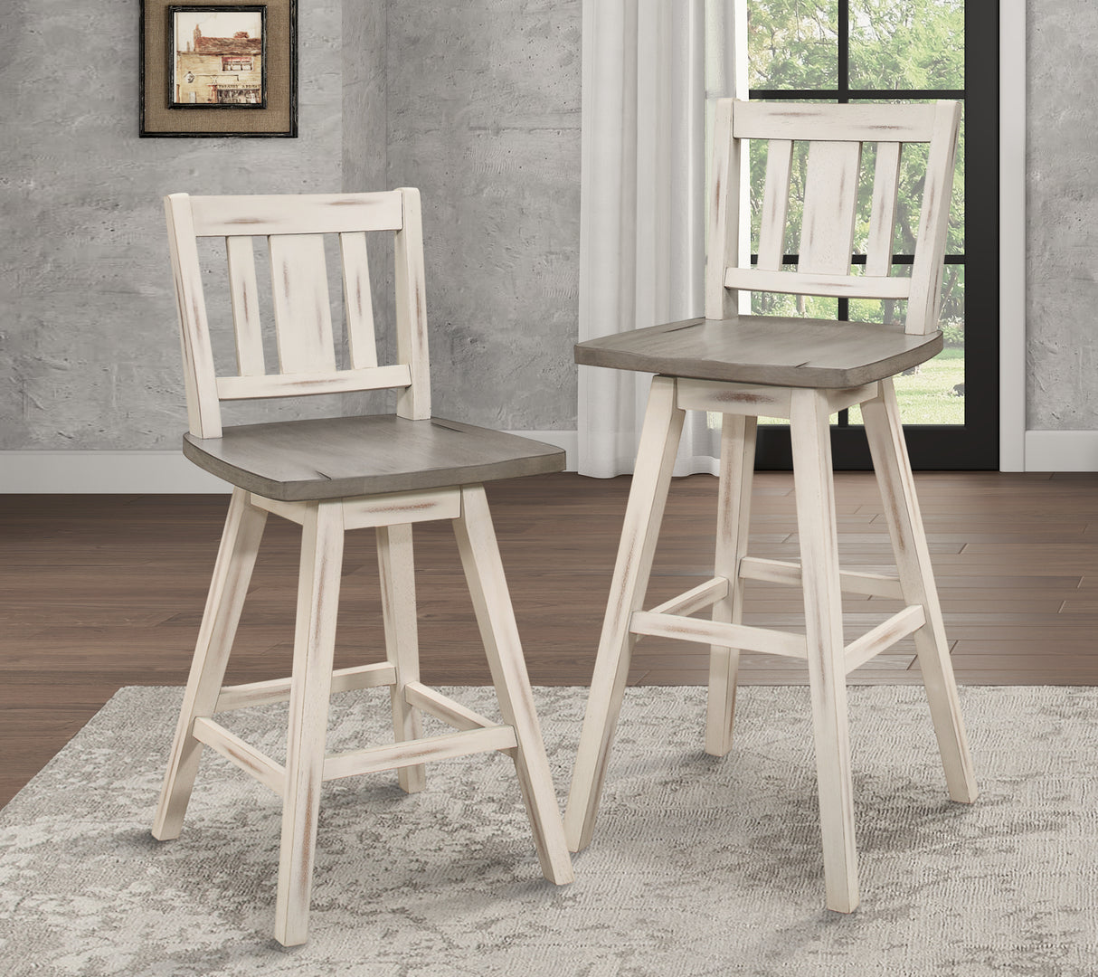 Amsonia White Swivel Pub Counter Height Chairs, Set of 2 from Homelegance - Luna Furniture