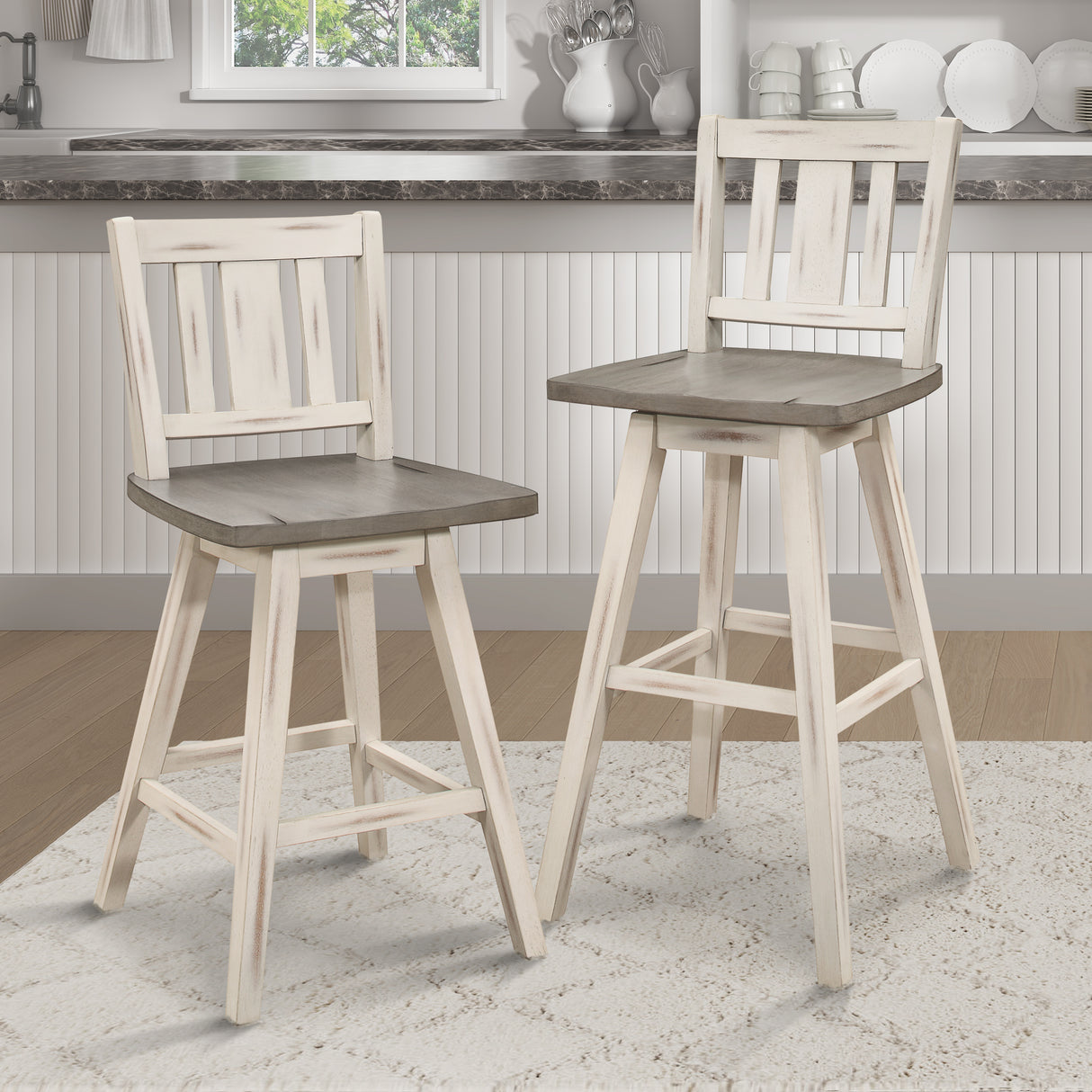 Amsonia White Swivel Pub Counter Height Chairs, Set of 2 from Homelegance - Luna Furniture