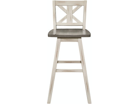 Amsonia White Swivel Pub Counter Height Chairs, Set of 2