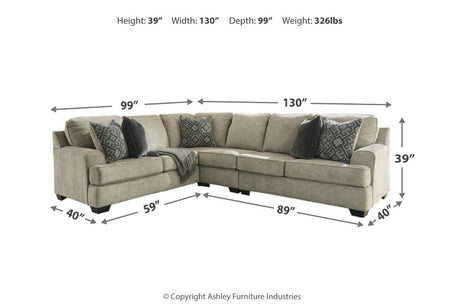 Bovarian Stone 3-Piece LAF Sectional from Ashley - Luna Furniture