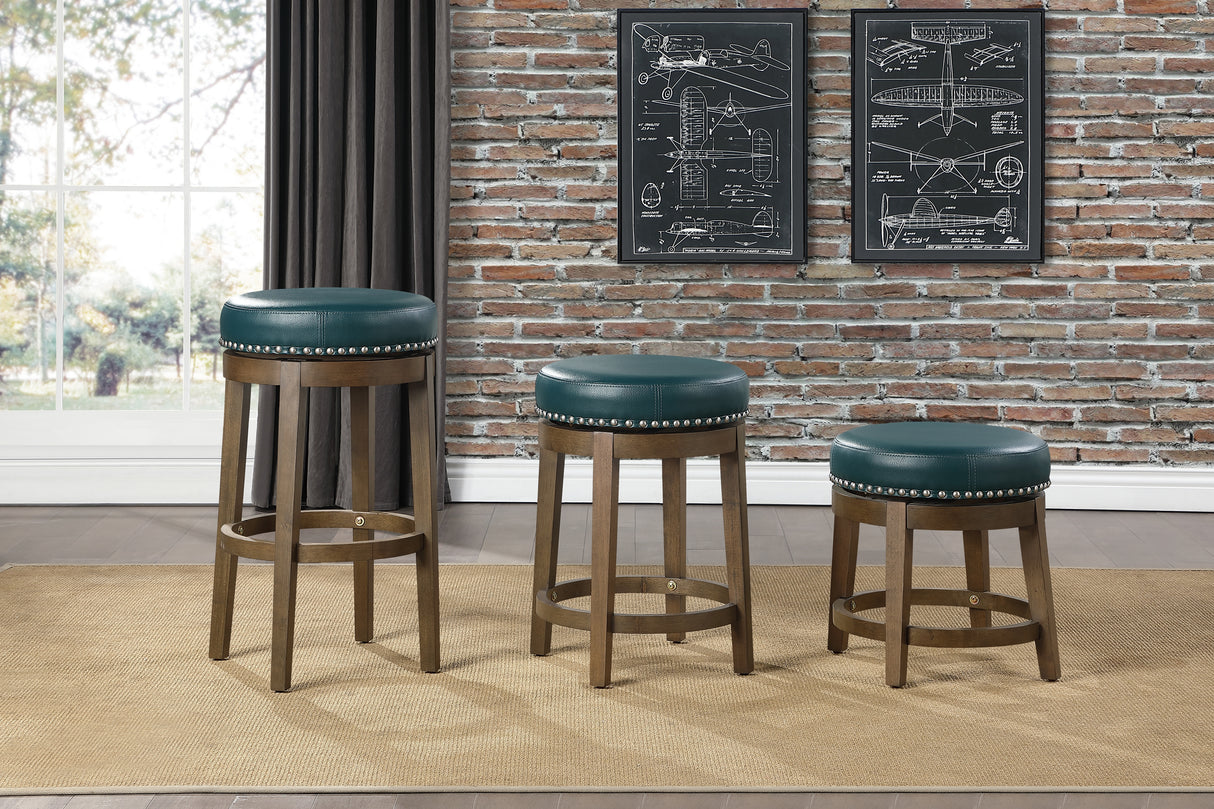 Westby Green/Brown Round Swivel Stool, Green, Set of 2 from Homelegance - Luna Furniture