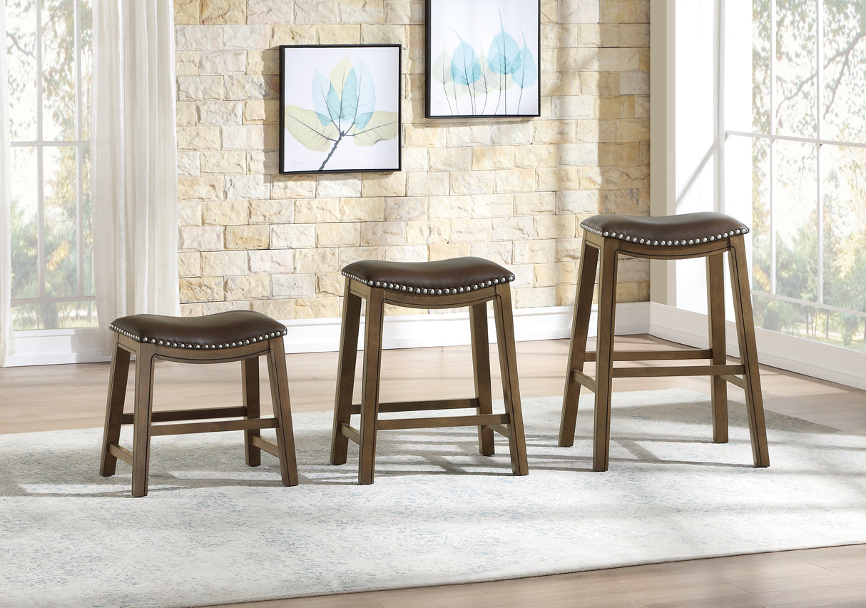 Ordway Brown/Brown Pub Height Stool, Brown from Homelegance - Luna Furniture