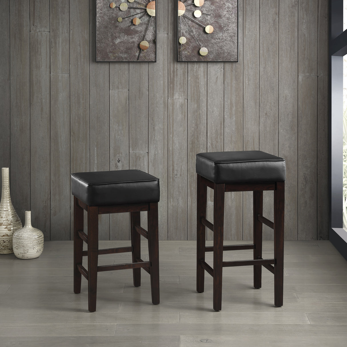 Pittsville Black/Espresso Pub Height Stool, Set of 2 from Homelegance - Luna Furniture