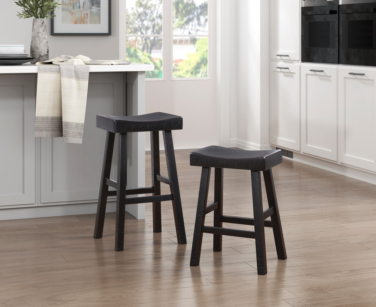 Caspian Black Pub Height Stool, Set of 2 from Homelegance - Luna Furniture
