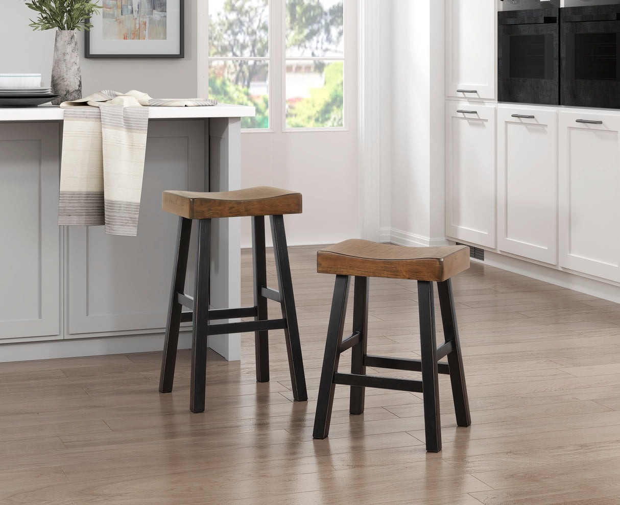 Caspian Black/Brown Pub Height Stool, Set of 2 from Homelegance - Luna Furniture
