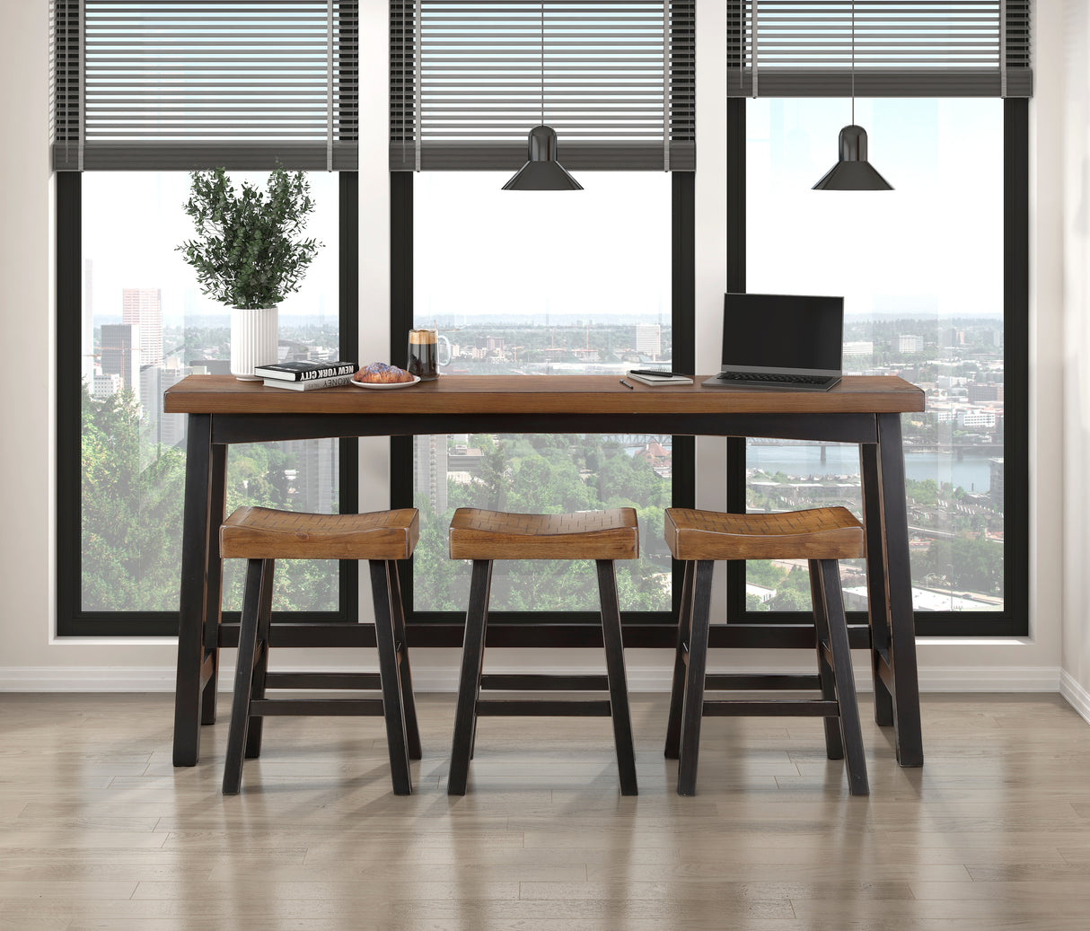 Caspian Black/Brown 4-Piece Pack Counter Height Set from Homelegance - Luna Furniture