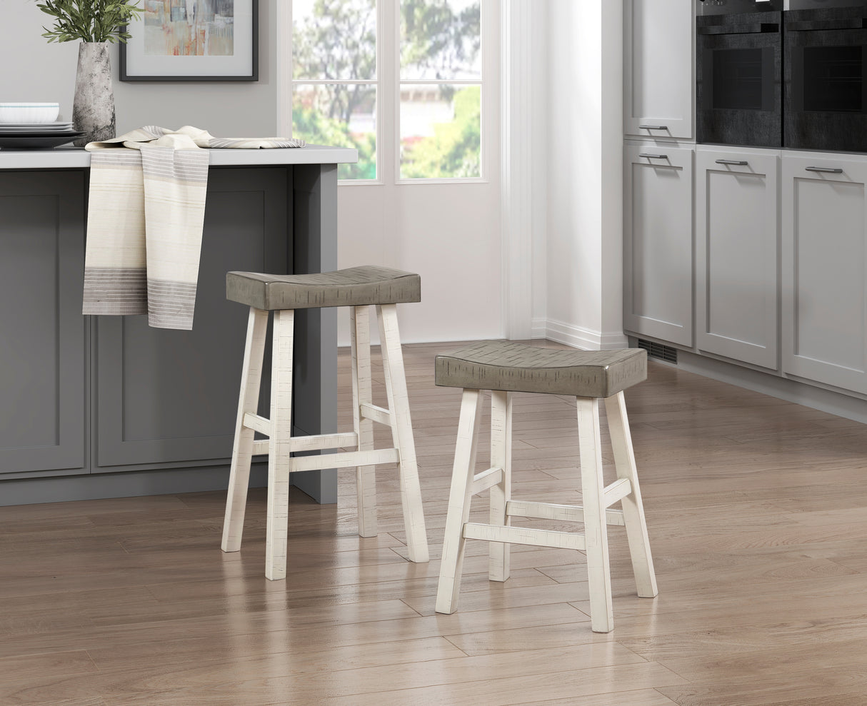 Caspian White/Coffee Pub Height Stool, Set of 2 from Homelegance - Luna Furniture