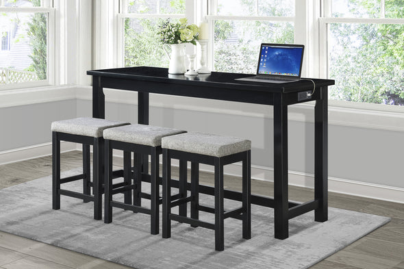 Connected Black 4-Piece Counter Height Set