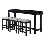 Connected Black 4-Piece Counter Height Set